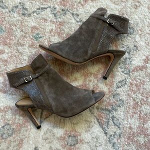 New! Vaneli Taupe Suede Peep Toe Ankle Booties!
